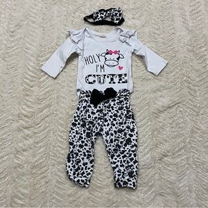 Adorable Cow Print Kids Matching Set